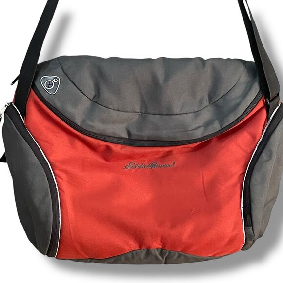 Eddie Bauer Messenger Bag Laptop Computer Crossbody Travel Office Carry On Gray - Picture 3 of 11